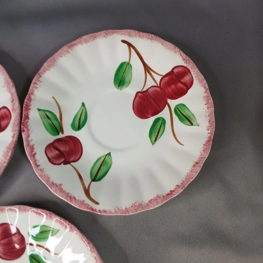 4 Blue Ridge Southern Pottery 3 Cups and Saucer Sets Vintage Crab Apple